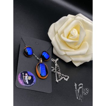 Üveg nyaklánc 034 + fülbevaló (DARK)