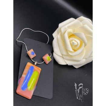 Üveg nyaklánc 035 + fülbevaló (SUMMER)