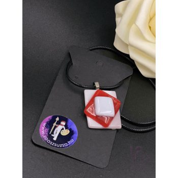 Üveg nyaklánc 005 (PIROS-FEHÉR)