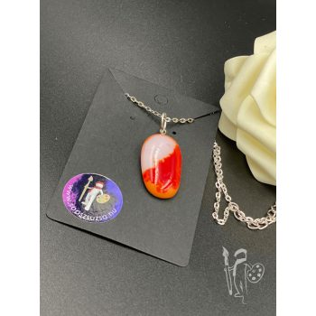 Üveg nyaklánc 019 (PIROS-FEHÉR)