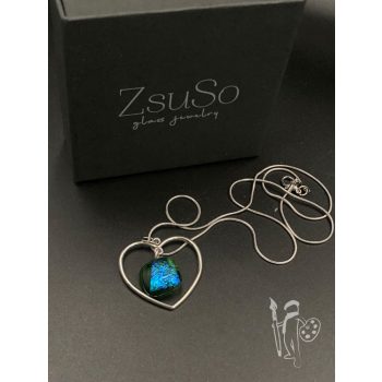 Szívecskés üvegnyaklánc 037