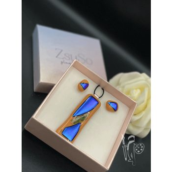 Üvegékszer-készlet 002 nyaklánc + fülbevaló (ORANGE)