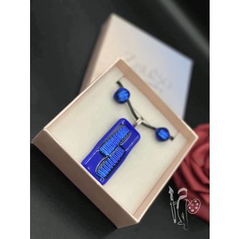 Üvegékszer-készlet 003 nyaklánc + fülbevaló (BLUE)