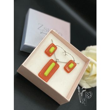 Üvegékszer-készlet 004 nyaklánc + fülbevaló (ORANGE)