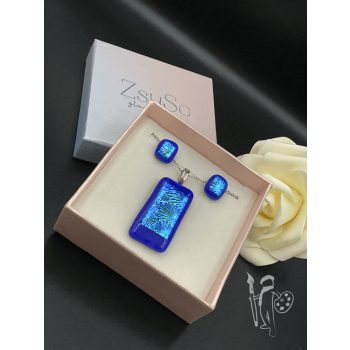 Üvegékszer-készlet 006 nyaklánc + fülbevaló (BLUE)