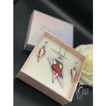 Üvegékszer-készlet 012 nyaklánc + fülbevaló (BLING)