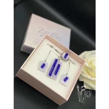   Üvegékszer-készlet 013 nyaklánc + fülbevaló + karkötő (PURPLE)