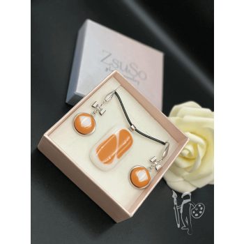 Üvegékszer-készlet 016 nyaklánc + fülbevaló (ORANGE)