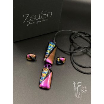 Üvegékszer készlet 024 nyaklánc + füllbevaló