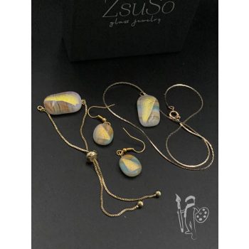    Üvegékszer készlet 025 karkötő + nyaklánc + füllbevaló